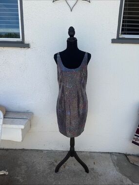 Jessica Simpson Iridescent Gunmetal Sequin Mini Dress